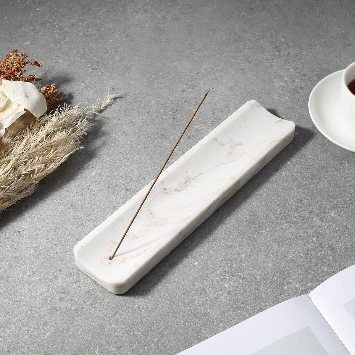 Marble Incense Holder (White&gold)