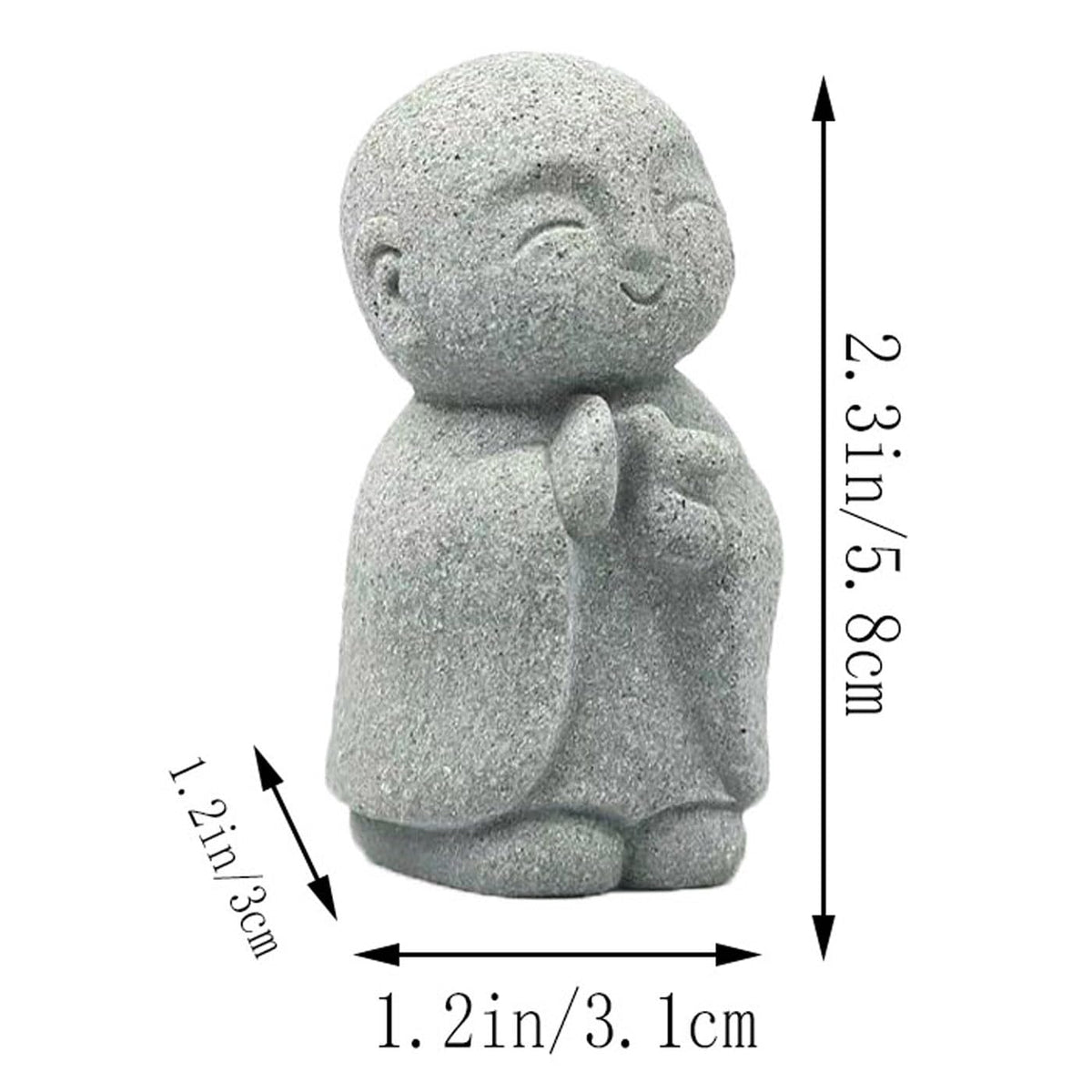 Japanese Monk Statue Praying Zen Sandstone Mini Buddha Statues Asian Garden Sculptures for Wealth Good Luck Feng Shui Home Decor (C)