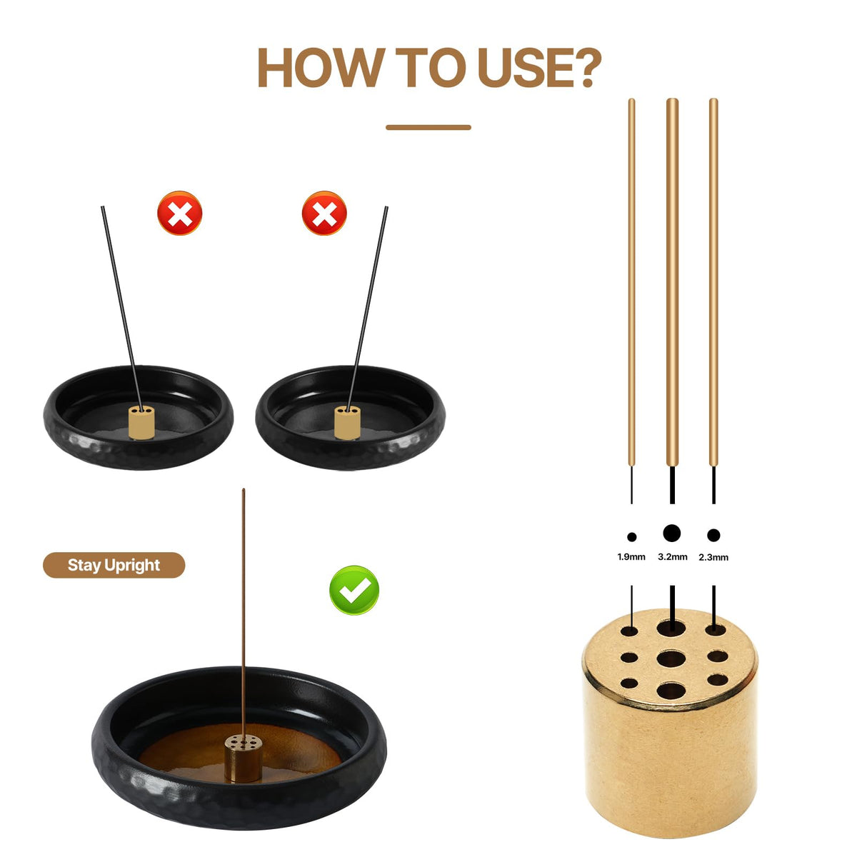 6 Inch Japanese Incense Holder Stick (Crack Yellow)
