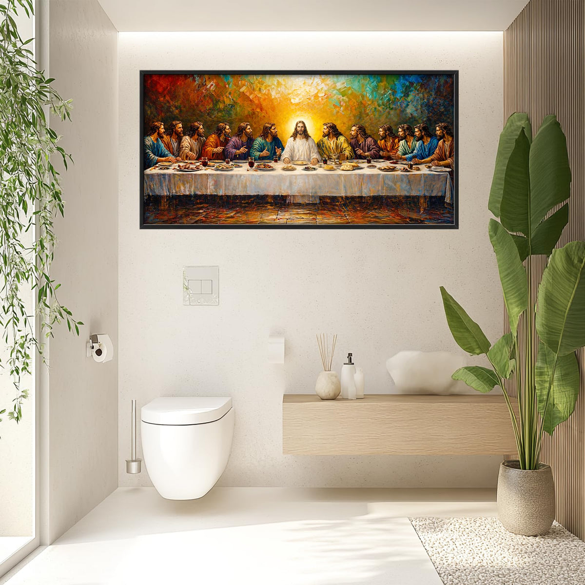Large Framed The Last Supper Wall Art (The Last Supper / 60"L x 30"W)