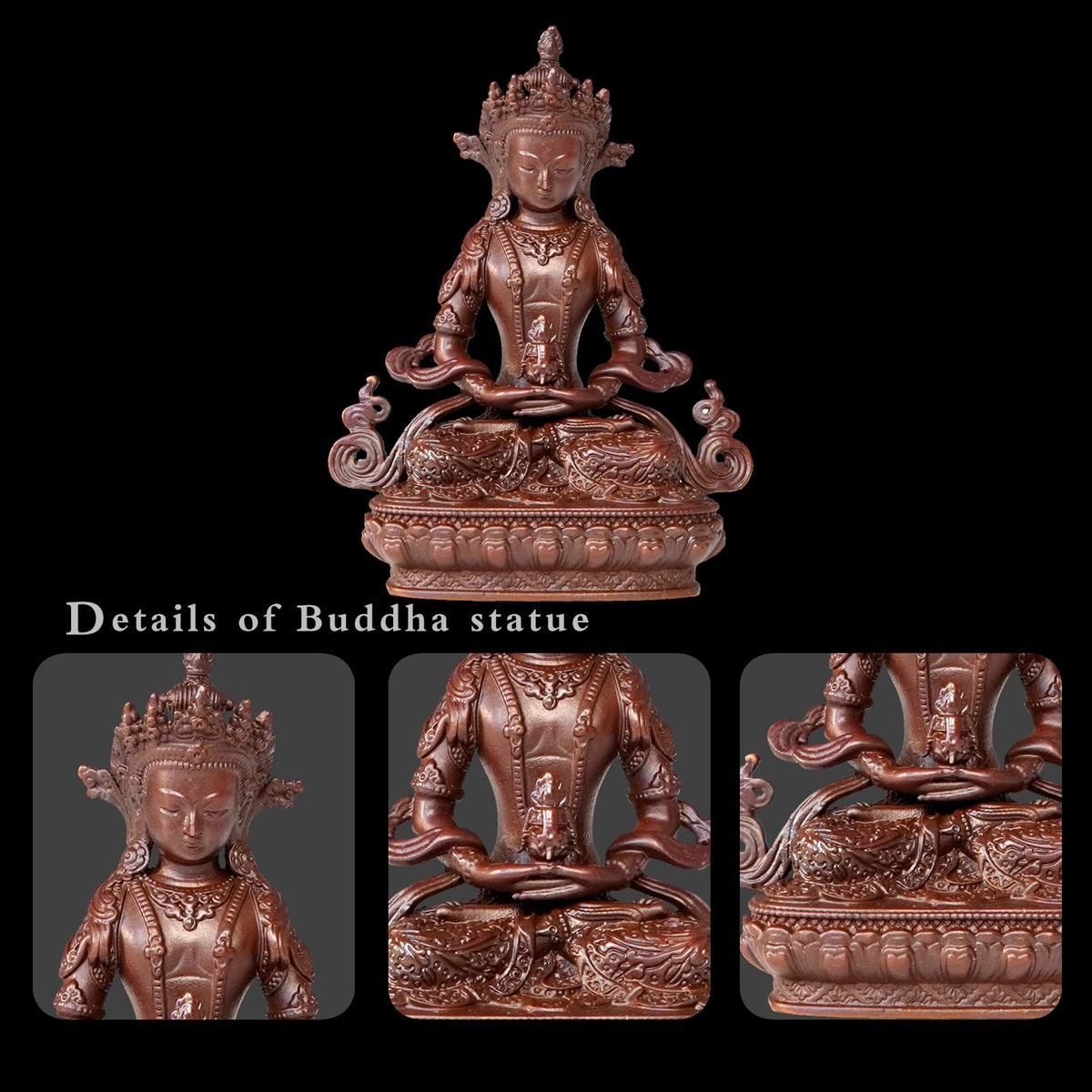 Amitayus Buddha Statue Pure Copper Handmade Zen Meditation Decor (Amitayus)