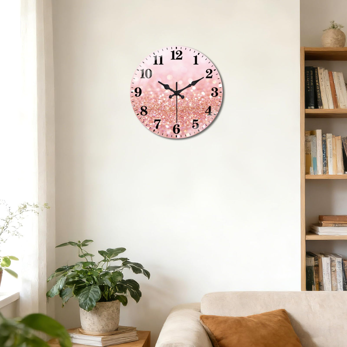 Rose Gold Glitter Wall Clocks Battery Operated (Rose Gold Glitter)