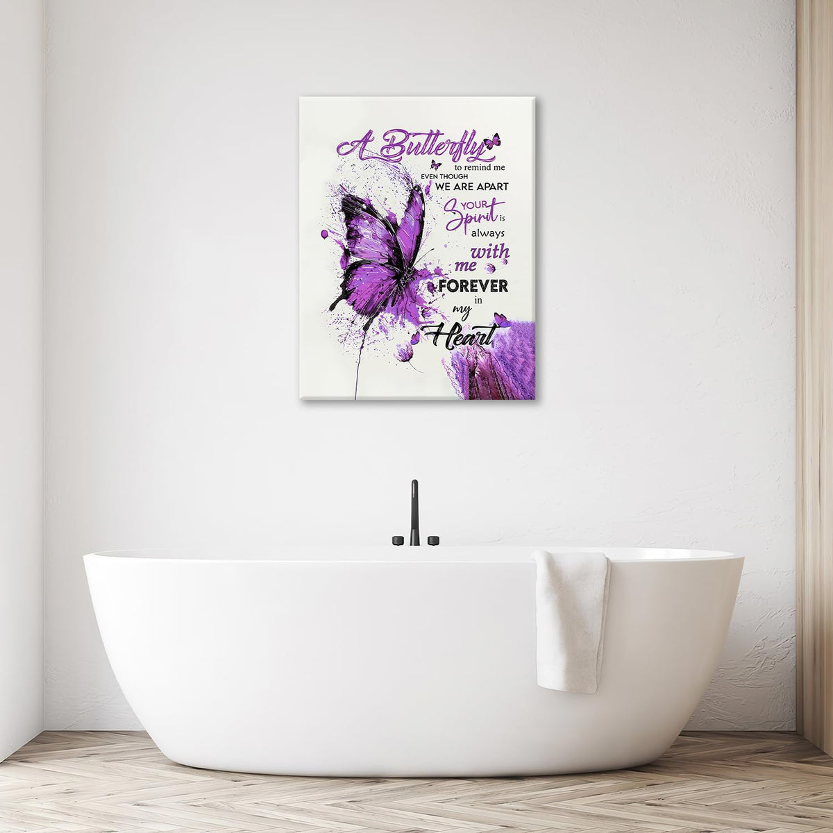 Purple Butterfly Canvas Wall Art Watercolor Butterfly Pictures Wall Decor Inspirational Quotes Prints Painting Framed Artwork Decoration For Bathroom Bedroom Living Room Office 24"x20" (24"L x 20"W / Watercolor Butterfly-Pu)