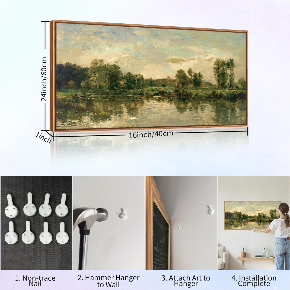 Vintage Nature Framed Canvas Wall Art Set of 3 (French Country / 40"L x 20"W)