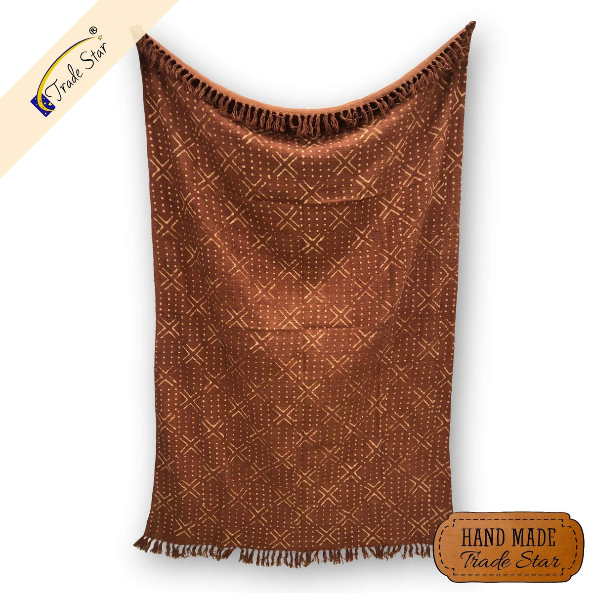 Rust Handblock Printed Throw Blanket (Rust / Nova (120 x 170 Cms))