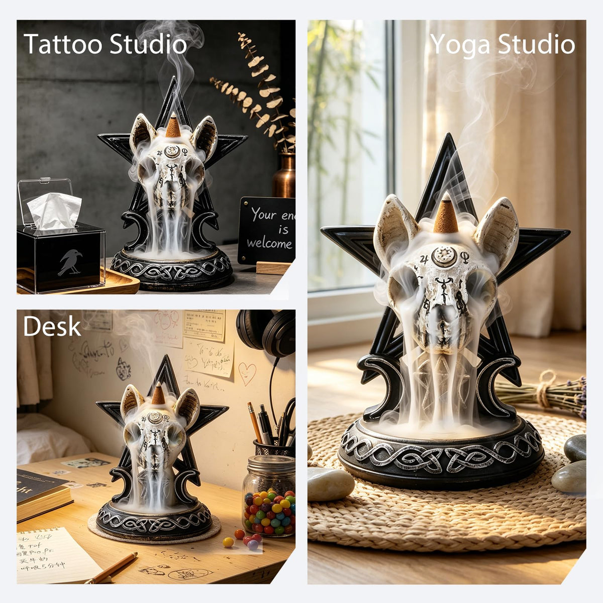 Cat Skull Backflow Incense Burner (Multi-color Cat Skull)