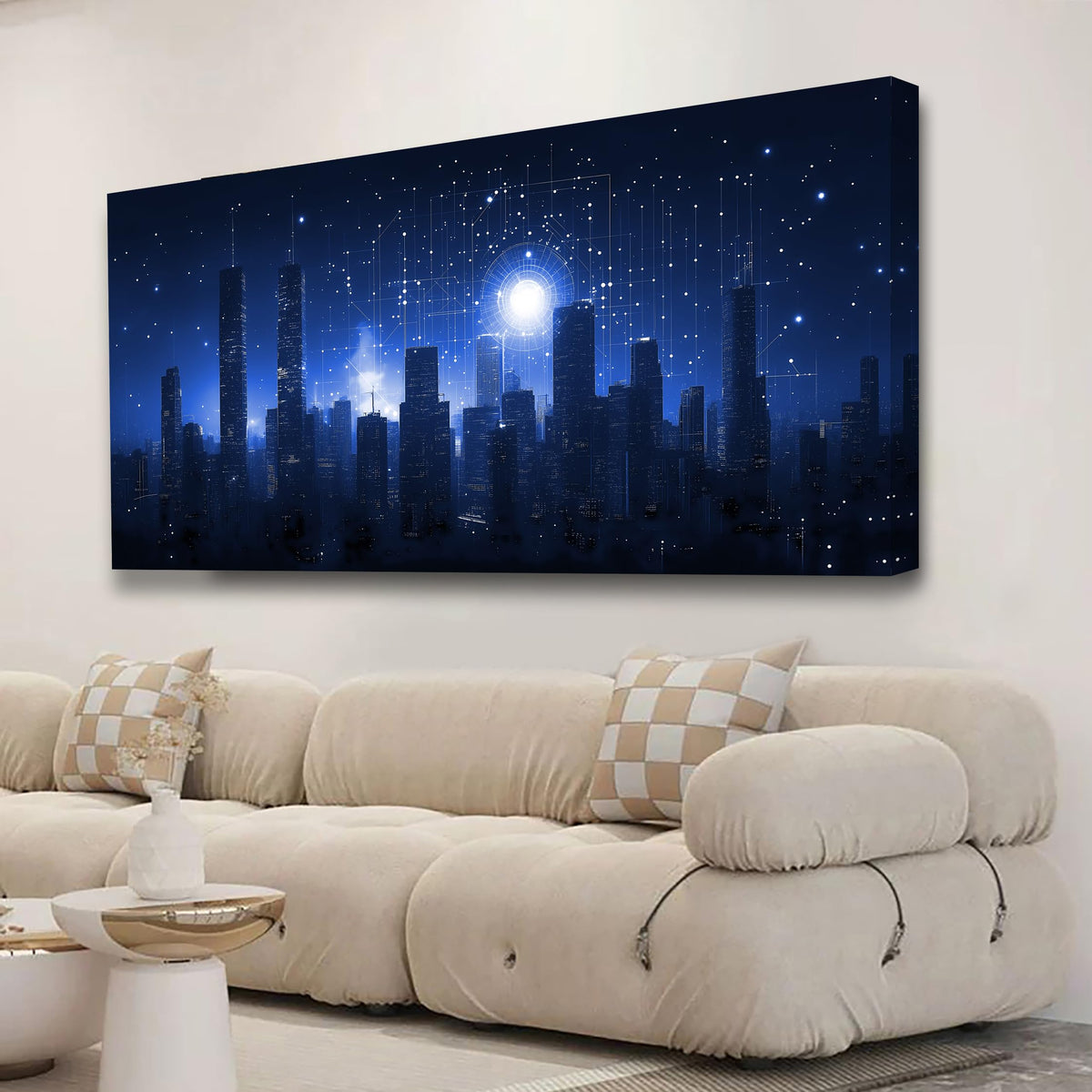 Night Stars City Wall Art Bedroom Wall Decor Living Room (40"L x 20"W / Night Stars City)