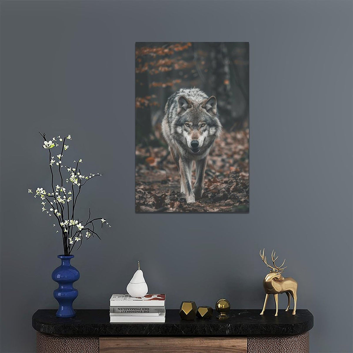 Wolf Wall Art Wildlife Forest Pictures Wall Decor Wolf Canvas Painting Print Home Modern Artwork Decorations Framed for Bathroom Living Room Bedroom Office 16 x 24 inch (24"L x 16"W / Wolf)