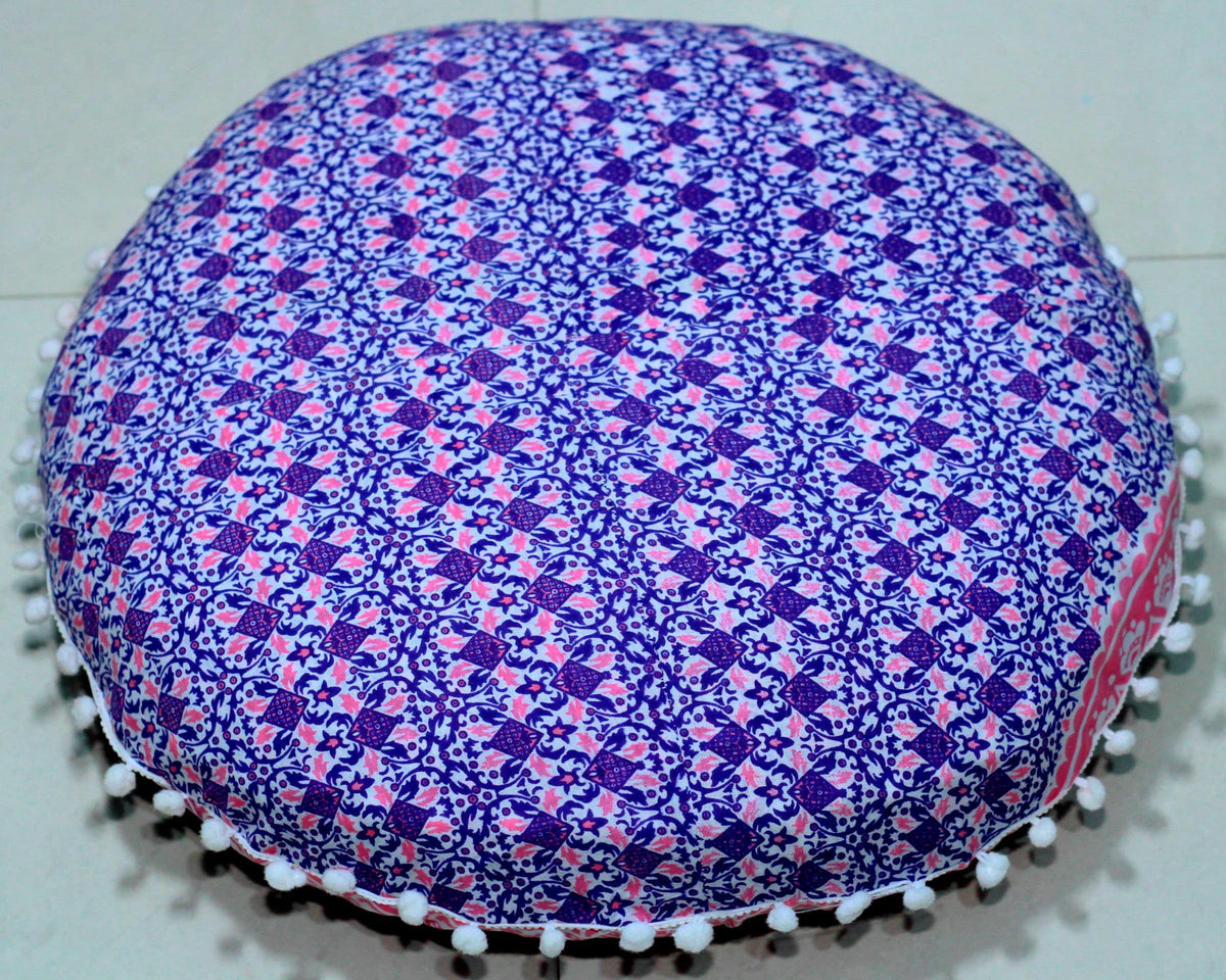32 Inch Meditation Floor Pillows Round Pillow Cover Seating for Hippie Decorative Adults Bohemian Mandala Floor Cushion Cover Outdoor Yoga Living Room Throw Ottoman Poufs Cover (Pink Ombre)