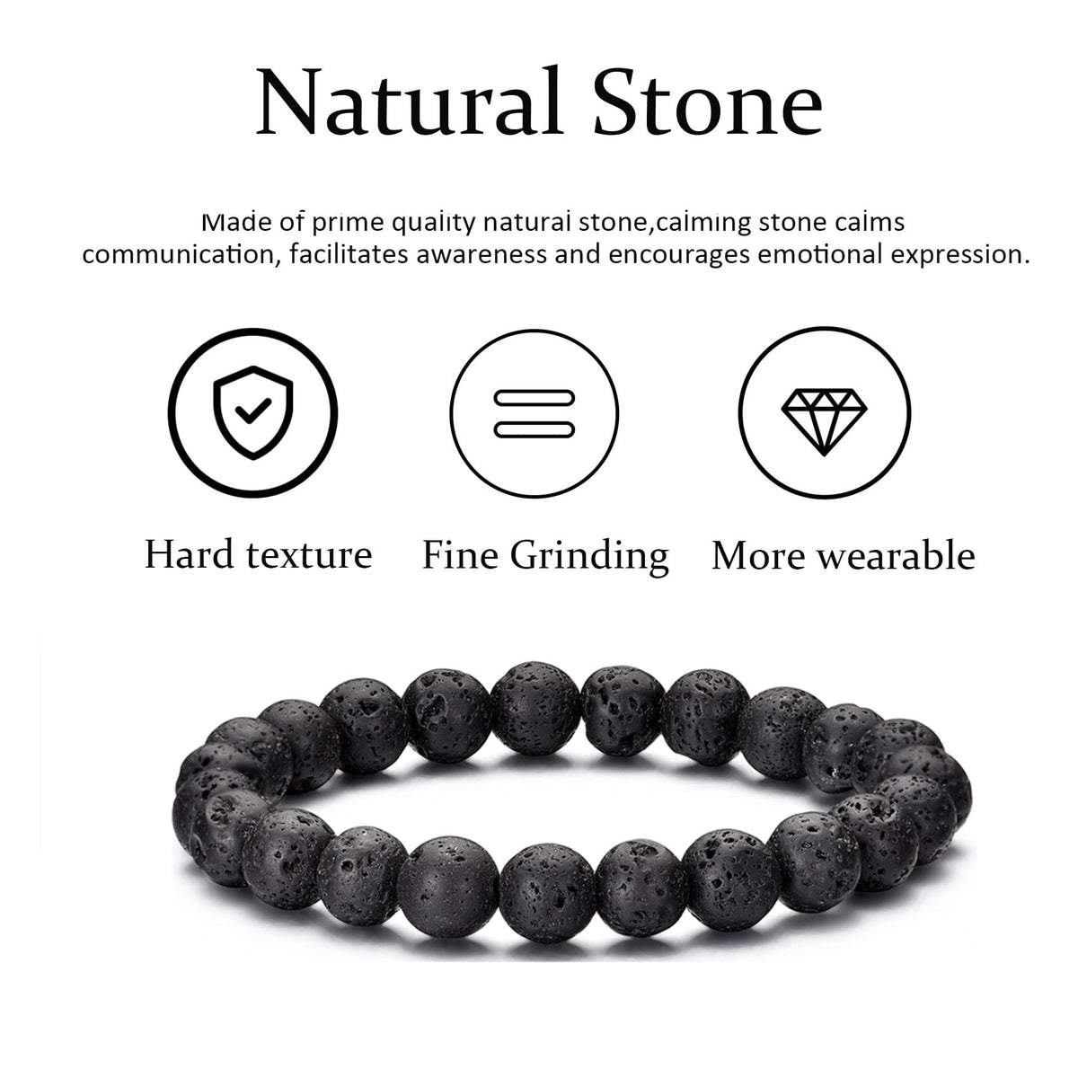 Tiger Eye Bracelet For Men 8MM Natural Stone Beads Bracelet Set Stretch Lava Rock Bracelets Adjustable Black Crystal Beaded Bracelet for Men Women Gifts (2,white,tiger eye)