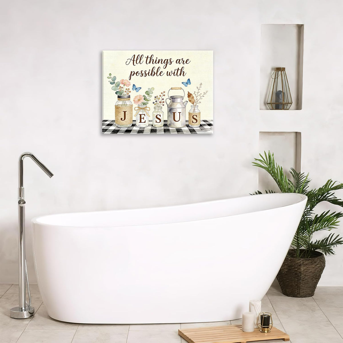 Christian Canvas Wall Art Inspirational Quote Modern ArtWork 16" x 20" (Christian Jesus / 20"L x 16"W)