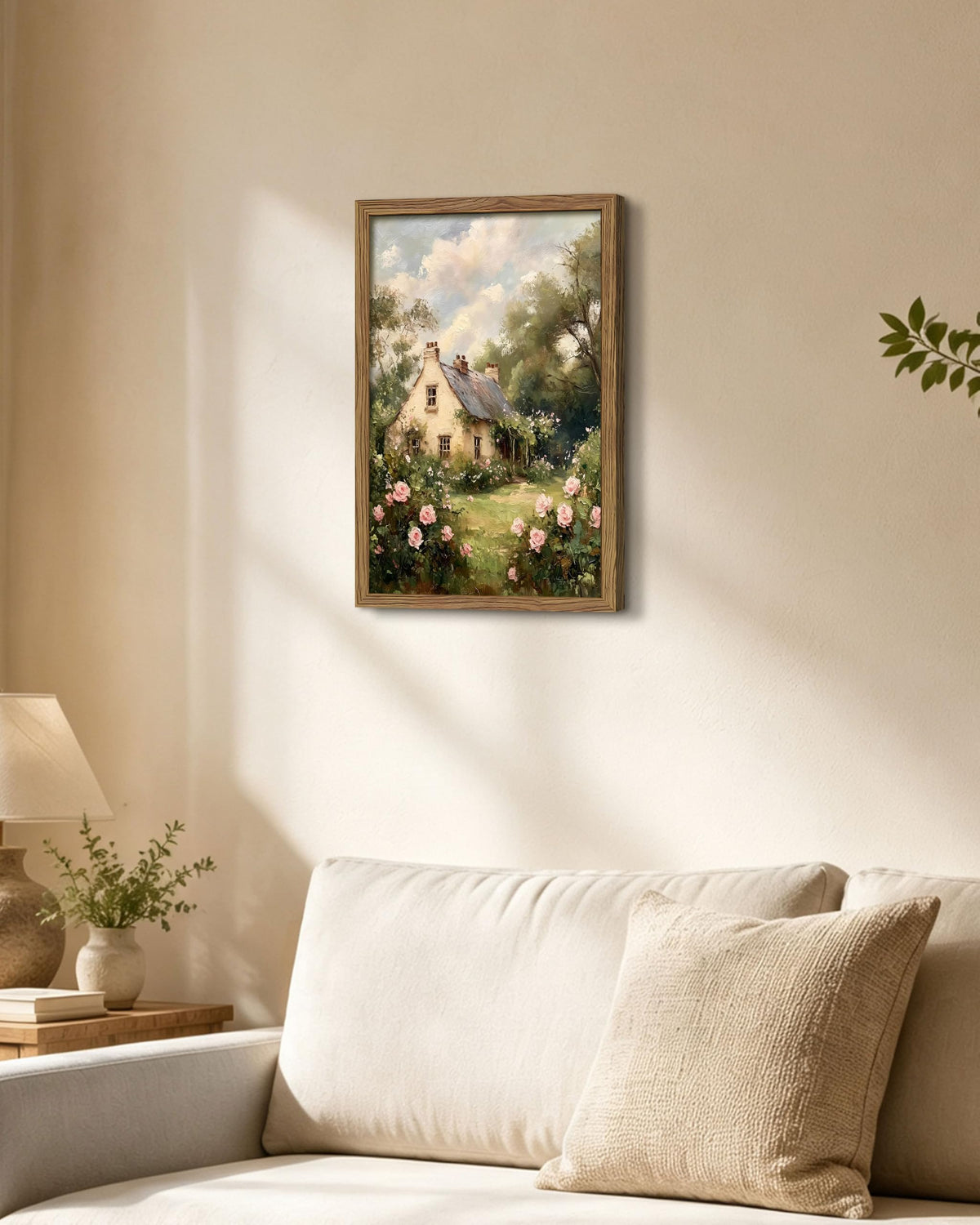 English Cottage Framed Canvas Wall Art (A-Garden / 24"L x 16"W)
