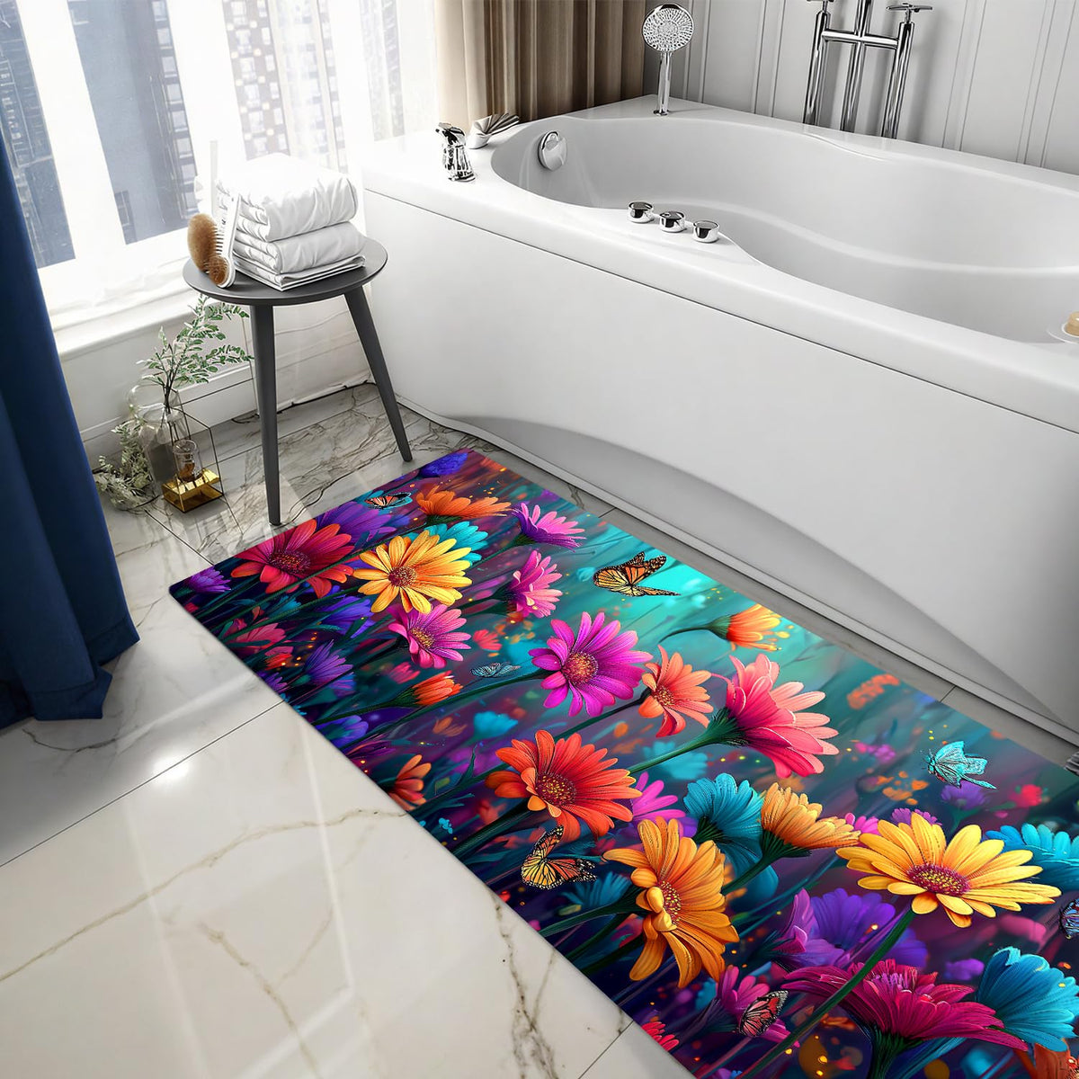 Colorful Daisy Laundry Room Rug 20x47 Inch (#55)