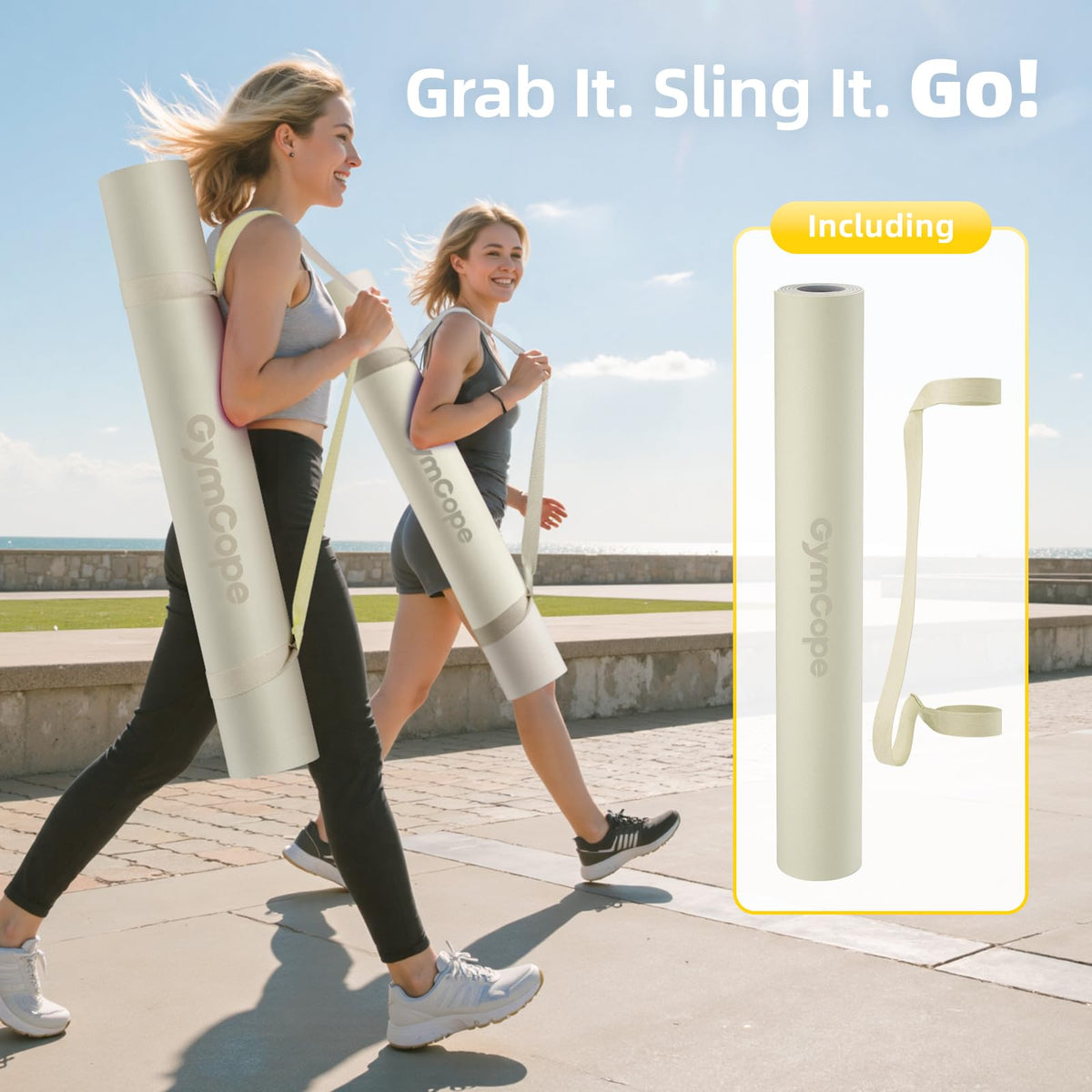 Wide Yoga Mat (72x35x1/4inch / Beige)