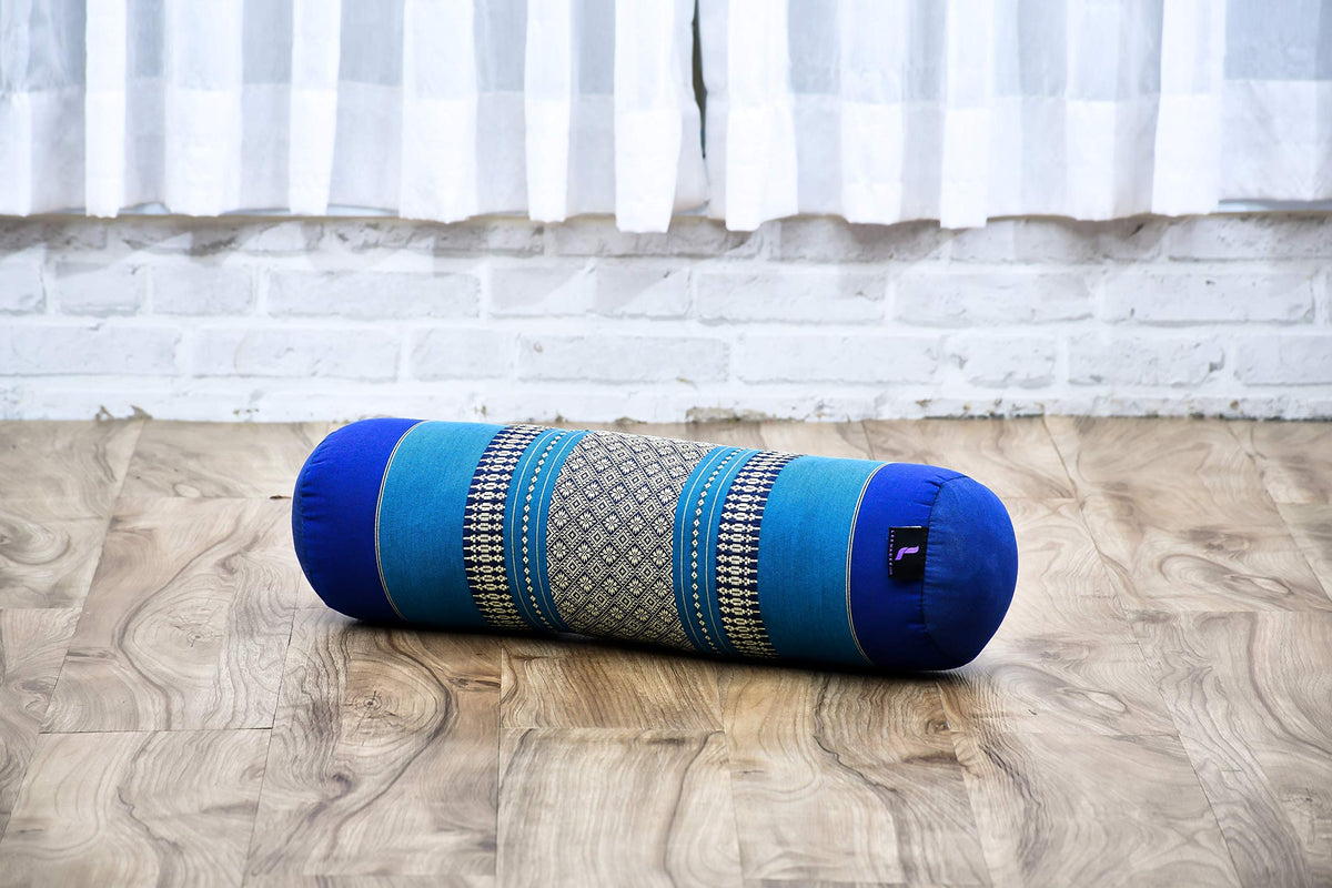Yoga Bolster 20 x 6 x 6 inches Kapok Roll for Meditation & Massage (Sf28 - Blue)