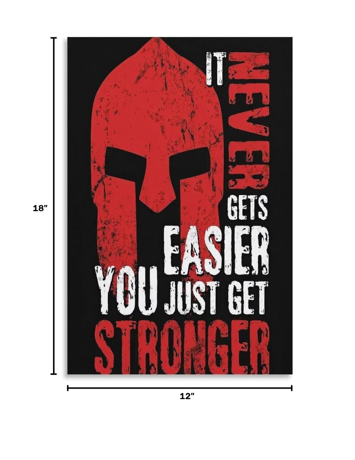 Spartan Warrior It Never Gets Easier You Just Get Stronger Canvas Printing Wall Art Prints Wall Decor Posters Red Black Typography Motivational Gym Bedroom Office Living Room Decor 12x18inch (style-14 / 12x18inch(30x45cm) Unframe)