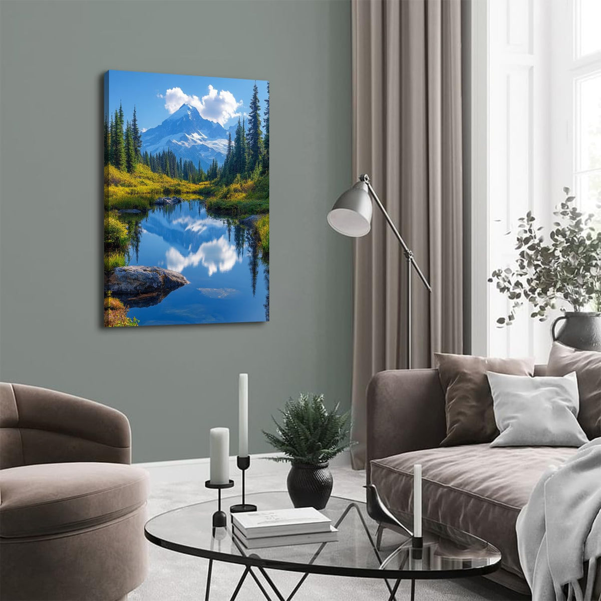 Mount Rainier Wall Art Mountains Pictures Living Room Decor National Park Canvas Prints Posters Nature Landscape Wall Decor Forest Lake Scenic Painting Artwork for Bedroom Home Decoration 32x48" (48"L x 32"W / Mount Rainier)