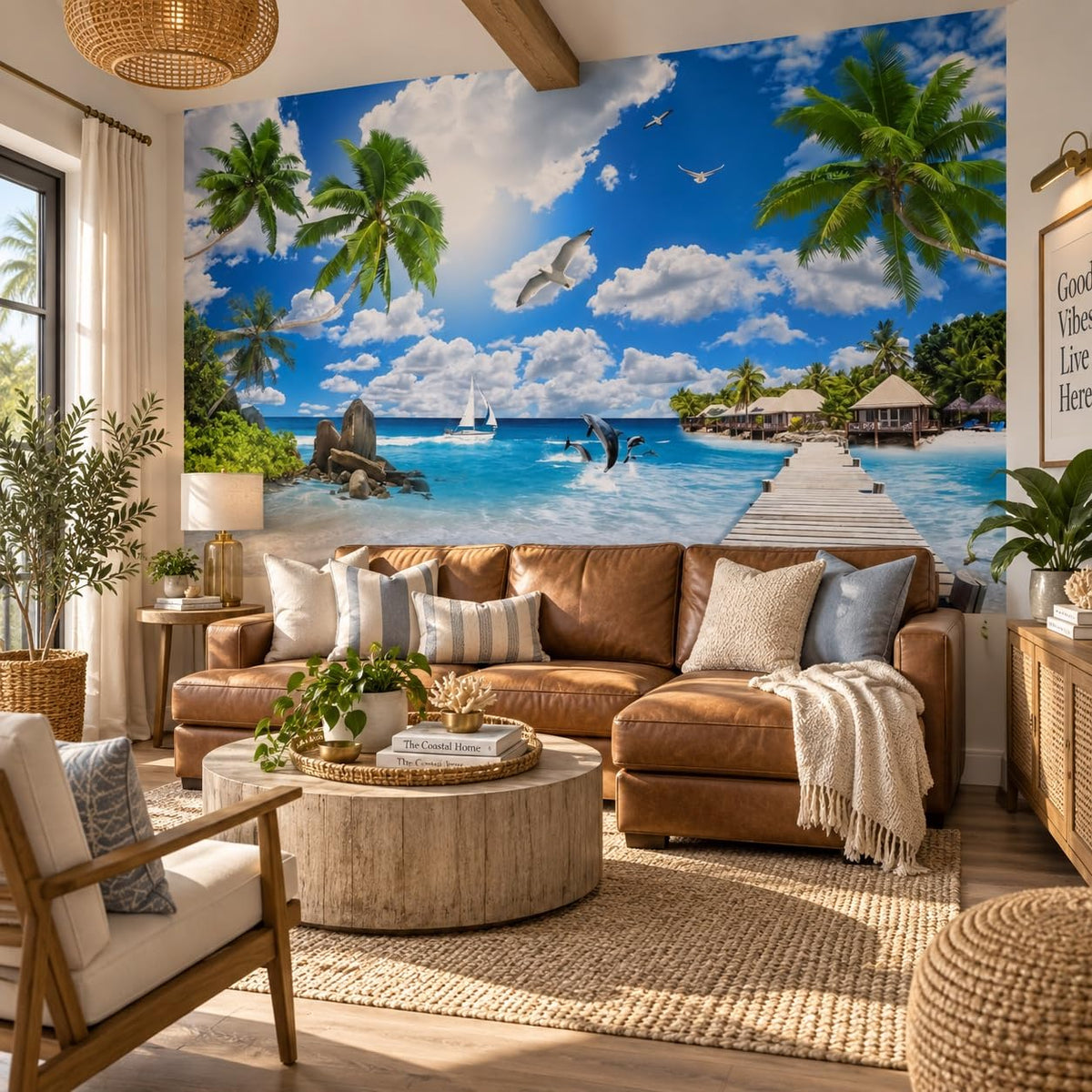 Peel Stick Wall Mural Wallpaper Ocean 137"x96" Decor A14 (A14 / 137" x 96")