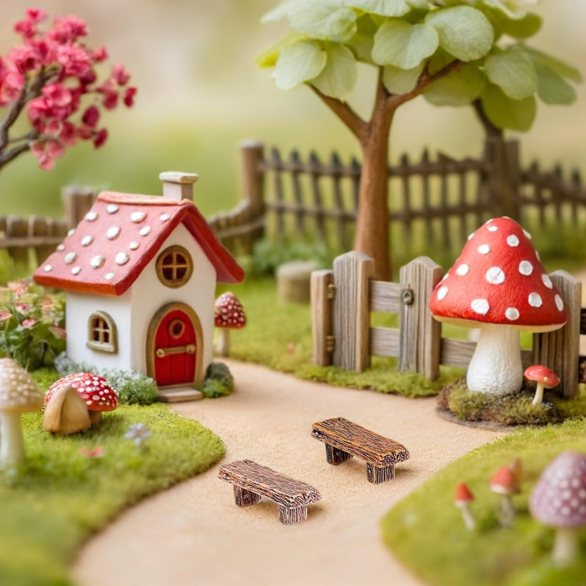 Miniature Resin Bench Fairy Garden Accessories (Assorted Color)
