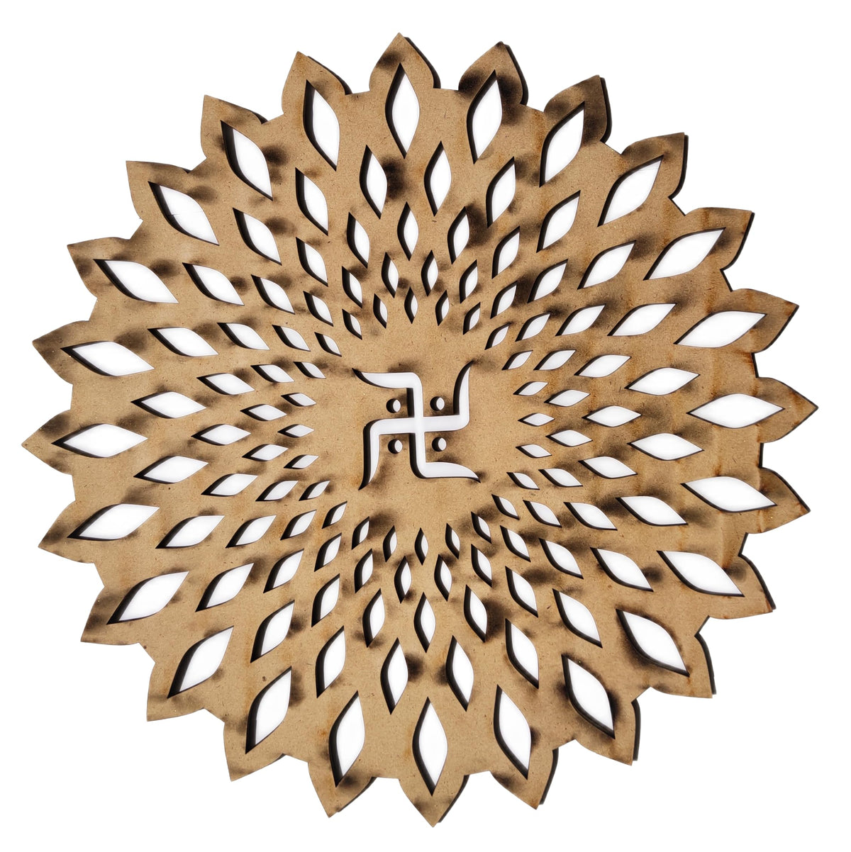 Red Round Decorative Wall Art Mdf Wooden Chakra For Temple (Marking -Red / 18"L x 18"W)
