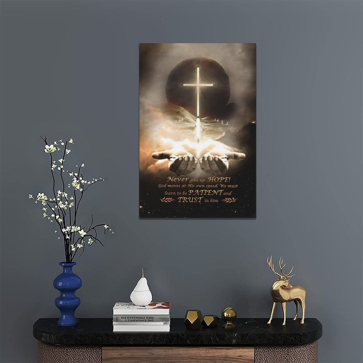 Christian Wall Art Hand Of God Quotes Wall Decor Cross Canvas Religious Jesus Painting Black Pictures Canvas Prints Motivational Framed Modern Artwork For Home Living Room Bedroom Bathroom 16"x24" (Christian 1 / 24"L x 16"W)