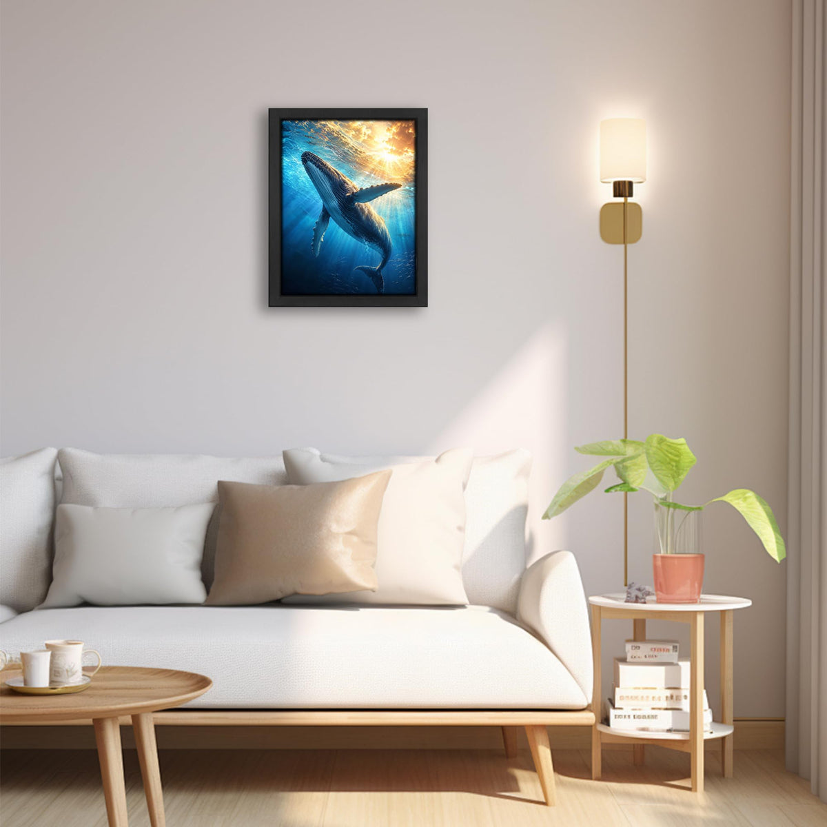 Humpback Whale Decor Wall Art (Wall Art Framed 26 / 16"L x 12"W)