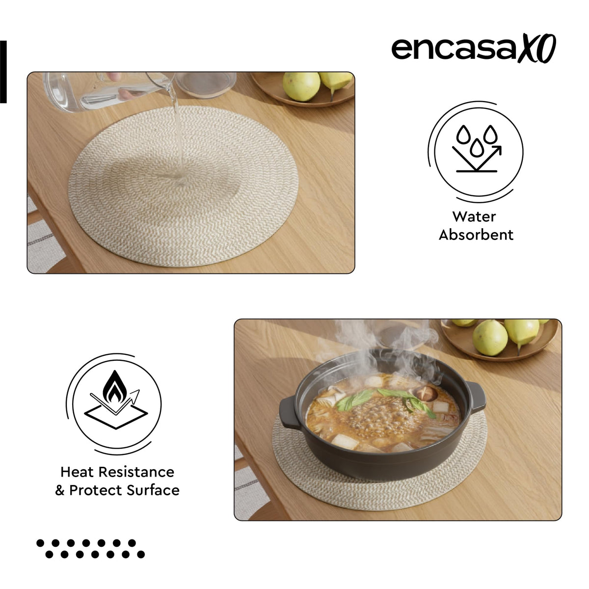 Dining Placemats (Beige & Off White Mix / 13" (Set of 6))