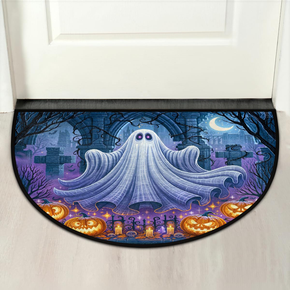Ghosts Half Round Doormat Non Slip Semi Circle Rug Outdoor Welcome Mat (Z-108)