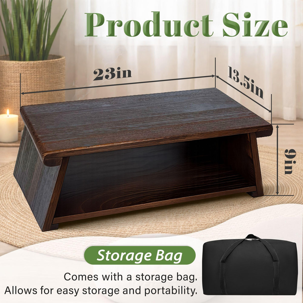 Japanese Low Floor Table Folding Coffee Tables (Walnut Color)