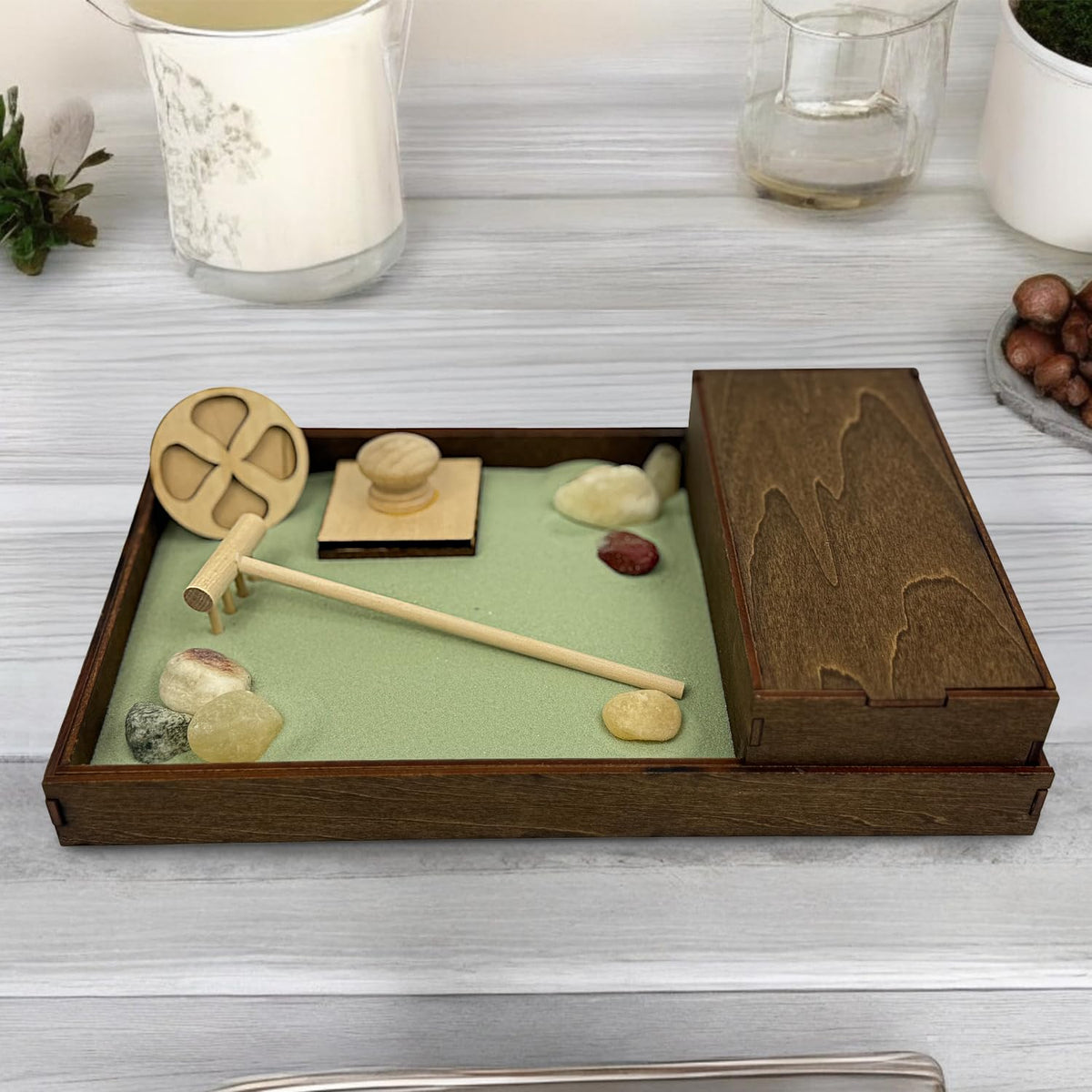 Wooden Zen Garden with Accessories Box (Palo Verde / Storage Box)