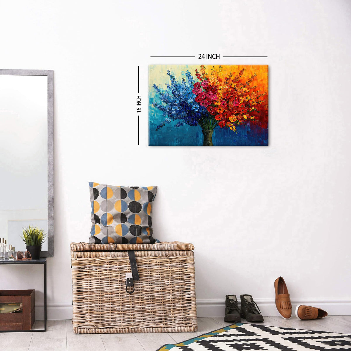 Abstract Floral Wall Art Botanical Wildflowers Bouquet Wall Decor for Bathroom Colorful Daisy Poppy Canvas Print Painting Aesthetic Flower Picture Blossom Plants Artwork Bedroom Home Decoration 16x24" (24"L x 16"W / Abstract Bouquet)