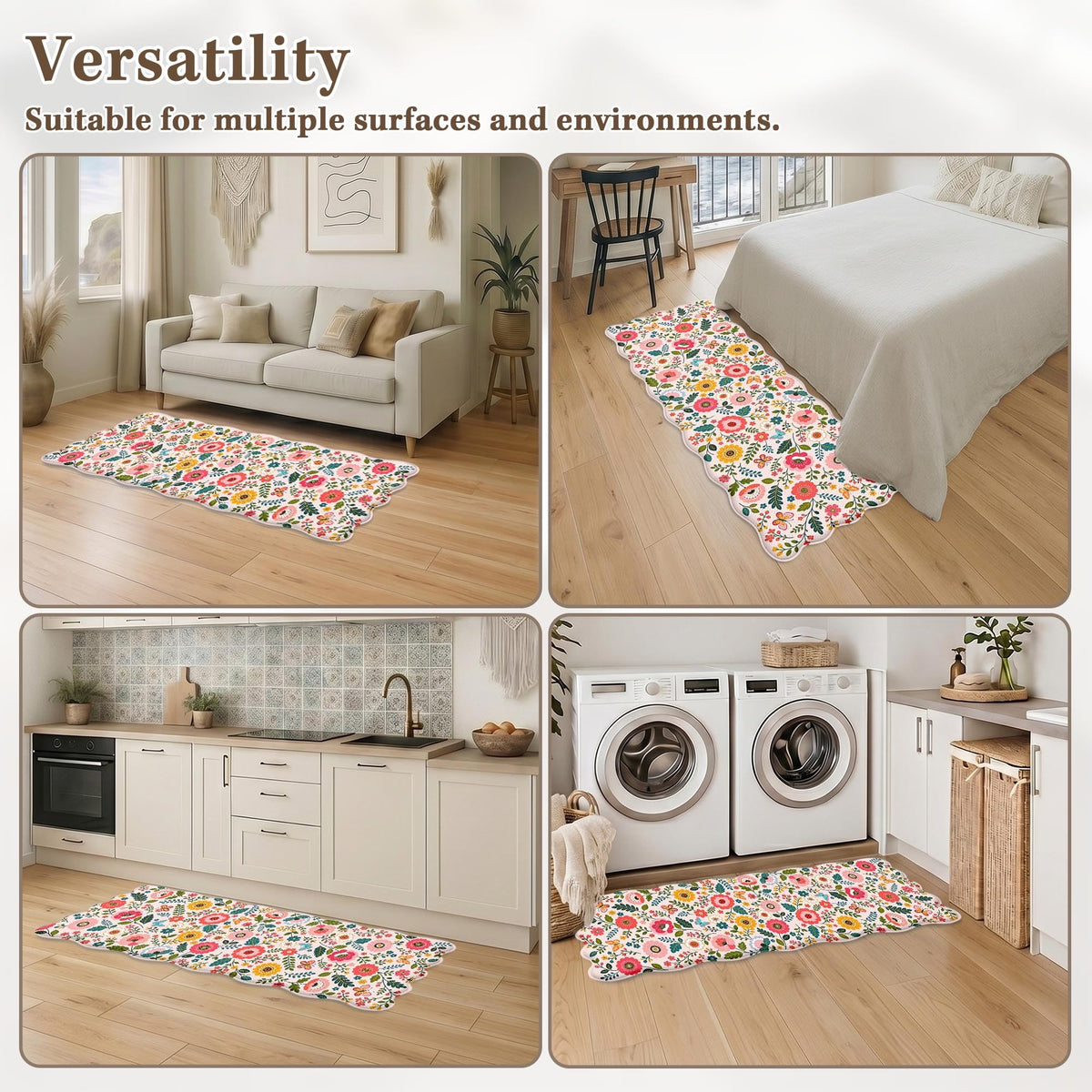 Anti Fatigue Kitchen Mats Set of 2 (Floral Butterfly / 17.3''x29.9''+17.3''x47'')