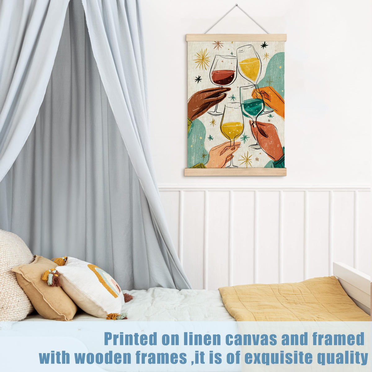 Retro Colorful Wine Bar Wall Art Decor (abstract cheers)