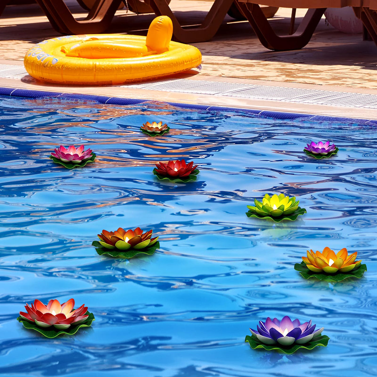 12PCS Floating Lotus Light (5'' / Mix-color)