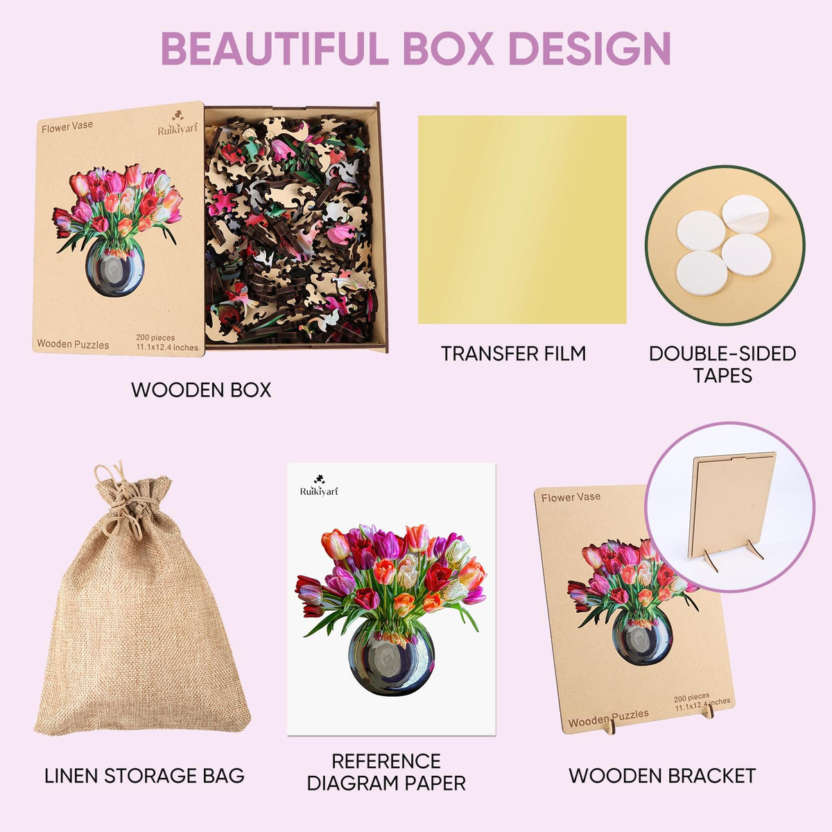Wooden Puzzles for Adults (Flower-vase / 500 pieces)