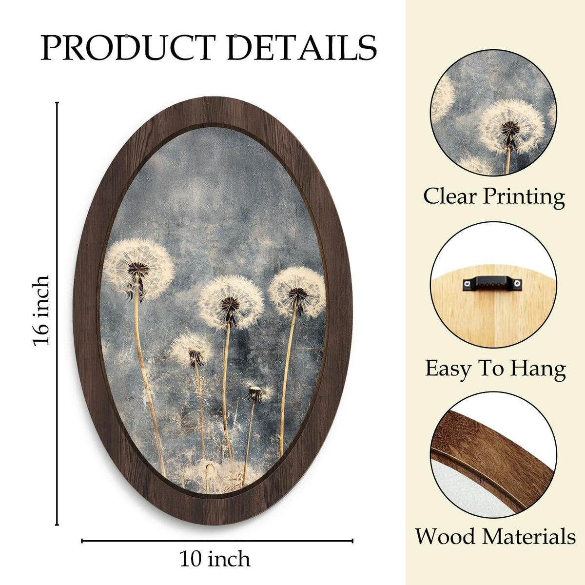 Vintage Dandelion Framed Wall Art Decor (dandelion)