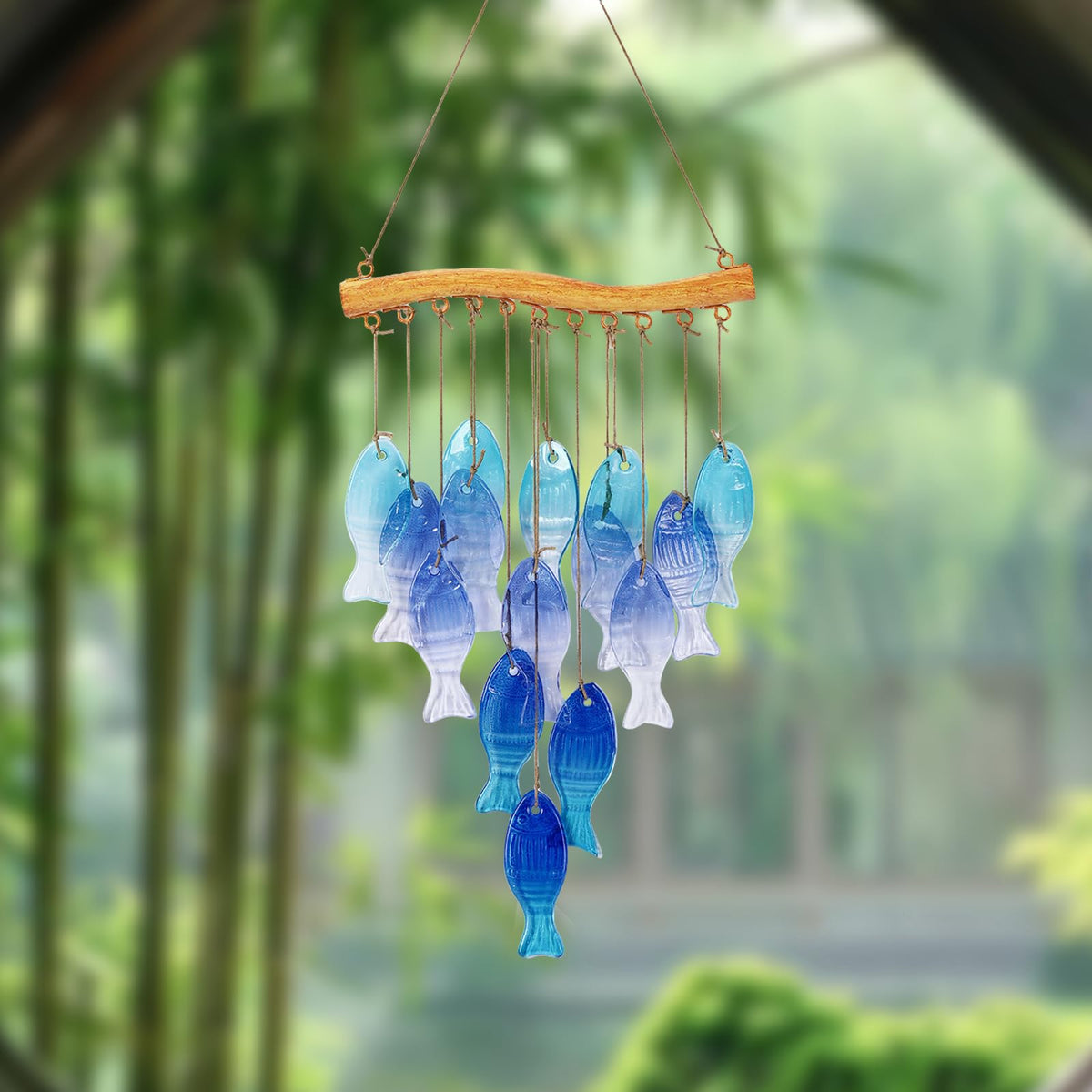 Wind Chimes Blue Glass Sea