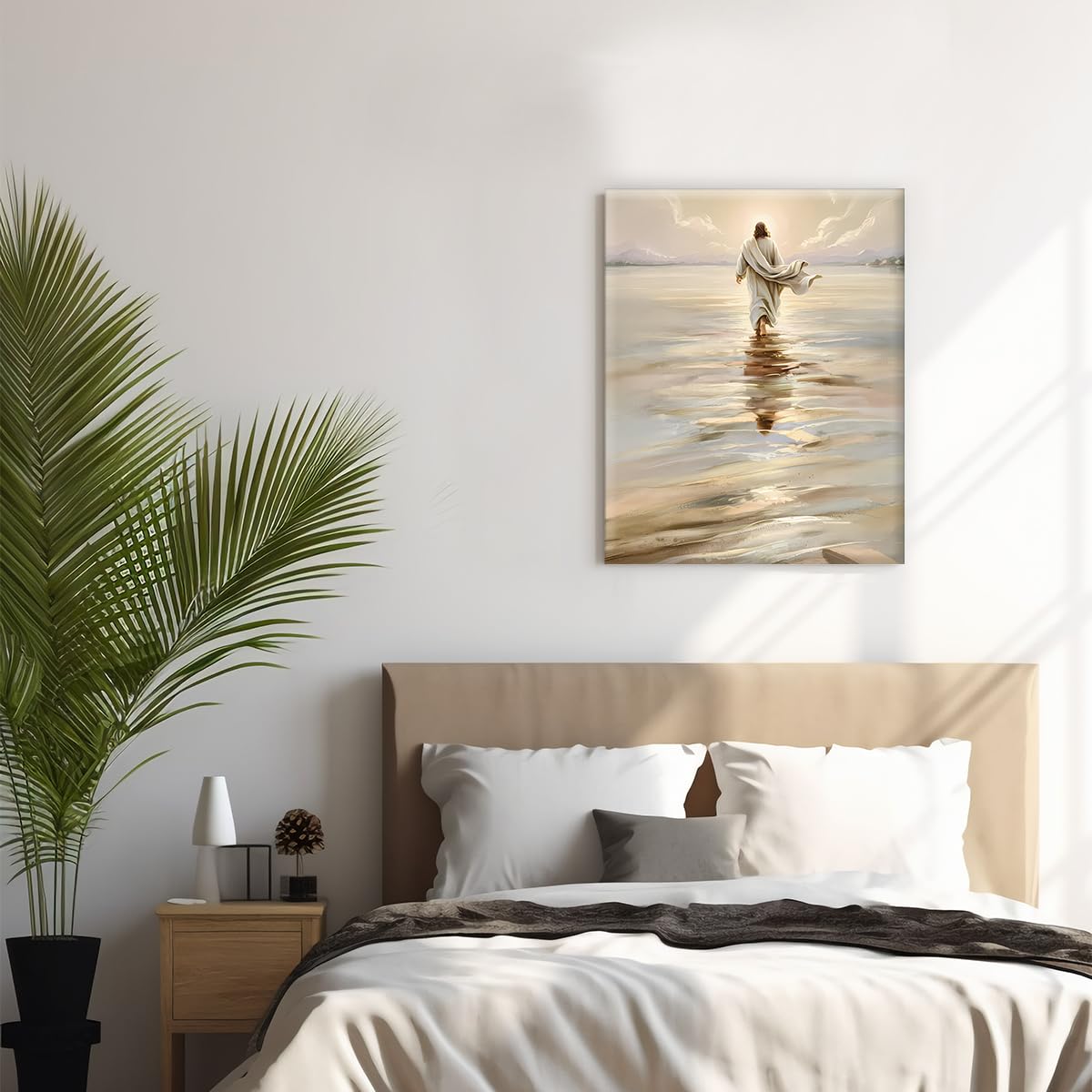 Jesus Christian Canvas Wall Art Jesus Christ Walking on Water Wall Decor (Jesus Walking on Water-a)