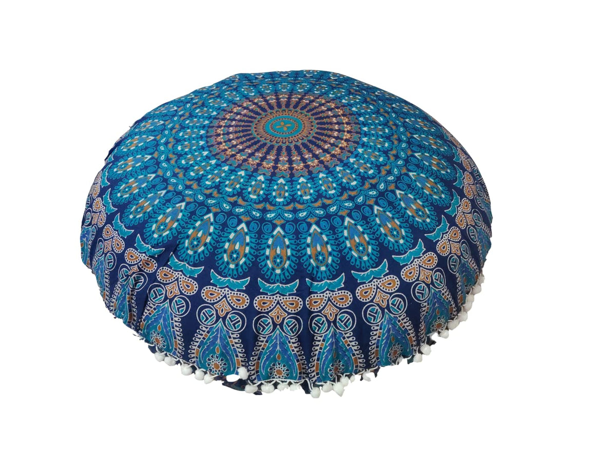 ICC Large Hippie Elephant Mandala Floor Pillow Cover (Green Peacock)