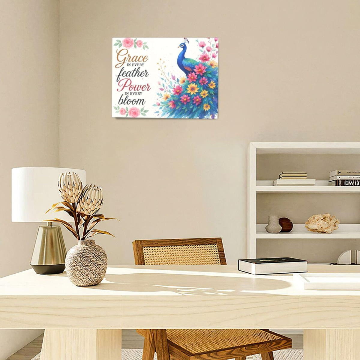 Peacock Wall Art Elegant Peacock Wall Decor Inspirational Canvas Print Painting Pictures Motivational Artwork Framed Decorations Gifts for Women girls Bedroom Bathroom Living Room Office 12"x16" (Peacock / 16"L x 12"W)