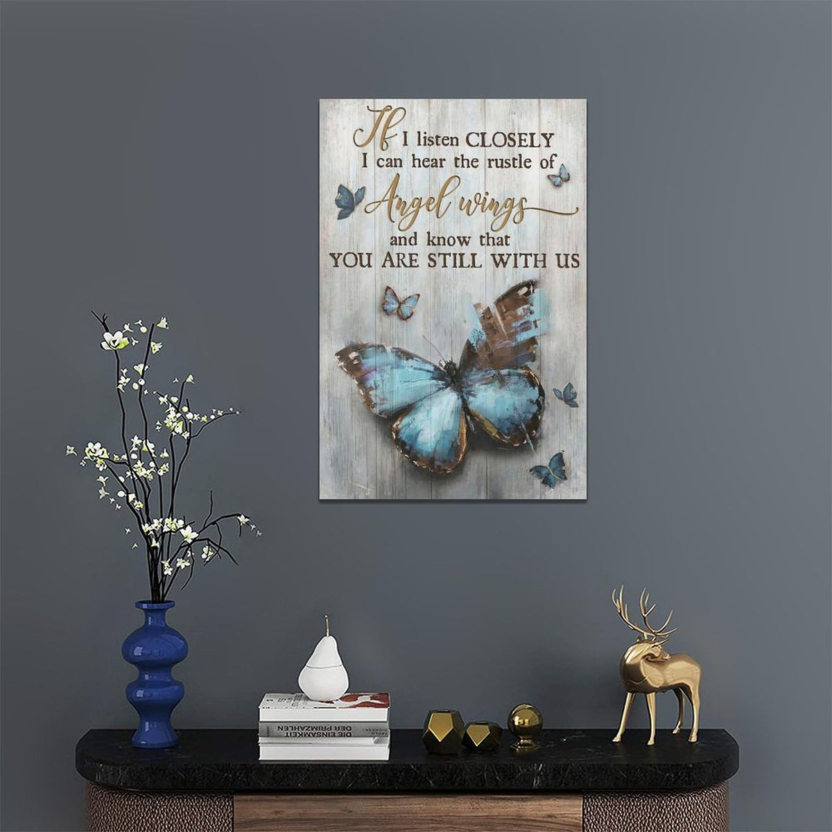 Farmhouse Butterfly Wall Art Butterfly Pictures Wall Decor Vintage Butterfly Canvas Painting Prints Modern Artwork Home Decoration for Bathroom Bedroom Living Room 16"x24" (Vintage Butterfly / 24"L x 16"W)