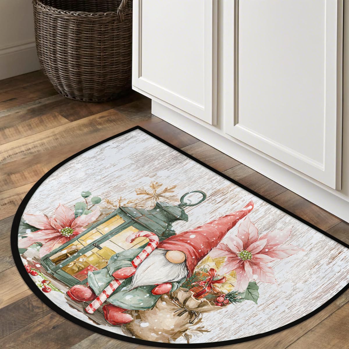 Christmas Vintage Gnome Half Round Door Mat (S-046)