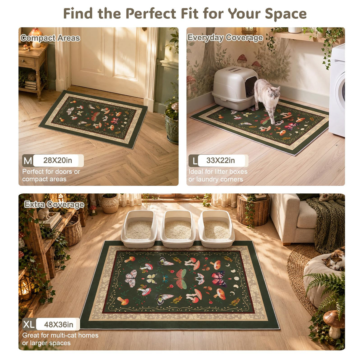 Cat Litter Mat (Brown Mushroom / L(33x22in))