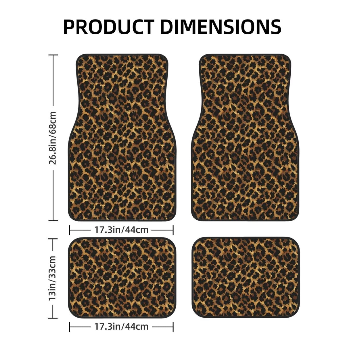 Brown Leopard Print Car Floor Mats Set of 4 (Golden Leopard)