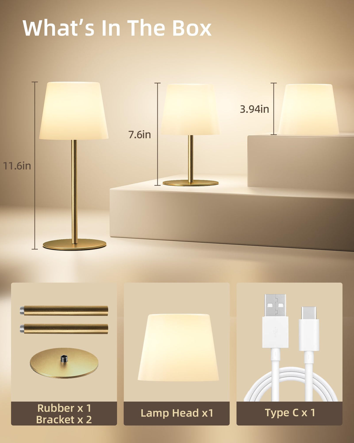 Outdoor Cordless Table Lamp (Gold / 1 Pack)