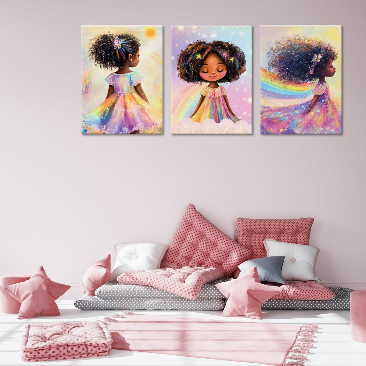 Black Girl Princess Wall Art (Little black girl / Framed16X 24Inches)