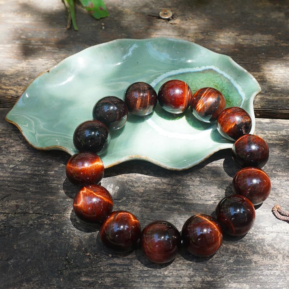 18MM Red Tigers Eye Bracelet for Men Women (18MM Red Tigers Eye Bracelet)