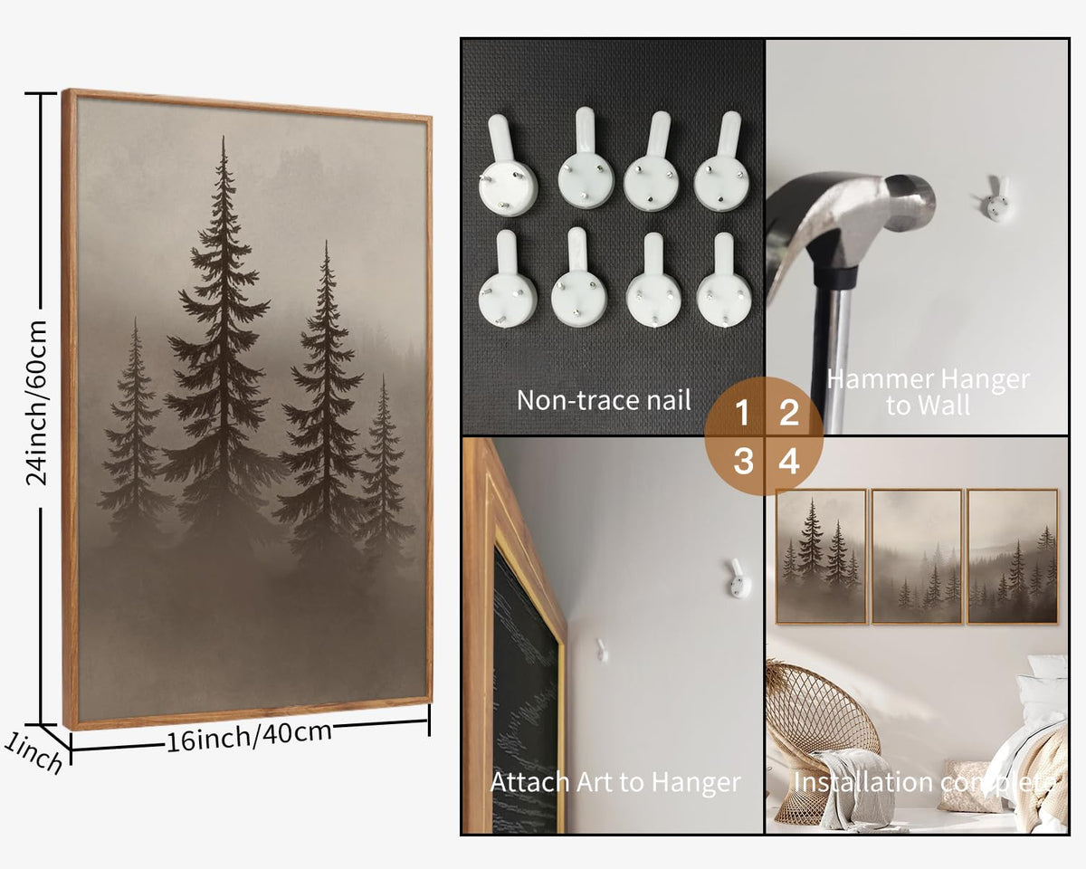 Misty Forest Framed Canvas Wall Art Set (Misty Forest / 24"L x 16"W)