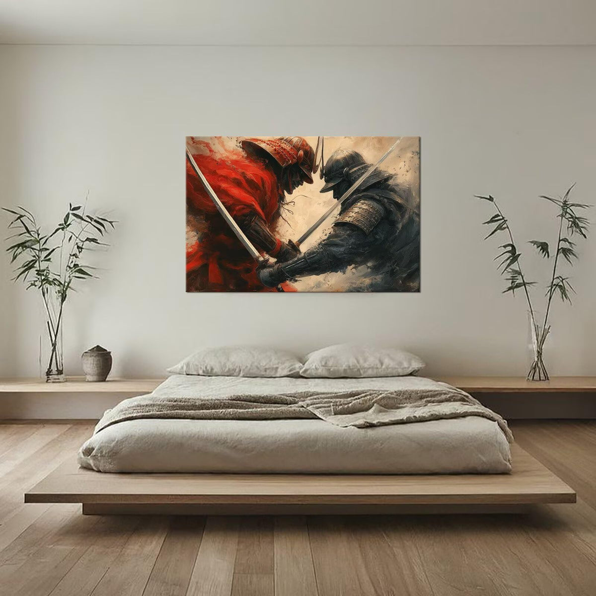 18x24 Inch Oil Paint Canvas Framed Wall Art (18"L x 24"W / Samurai26)
