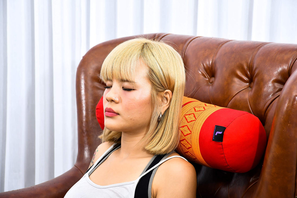 Yoga Bolster 20 x 6 x 6 inches Kapok Roll for Meditation & Massage (Sf02 - Orange)